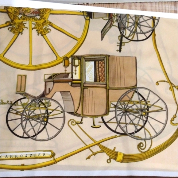 Brown, Gold, Tan, Grey Carrossier Carriage Print Square Scarf 30x30" - Colorful - Picture 3 of 9